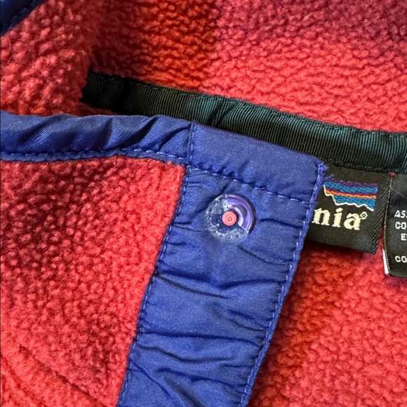 VINTAGE Patagonia mens M Medium red solid fleece mock pullover sweater EUC - Picture 5 of 6